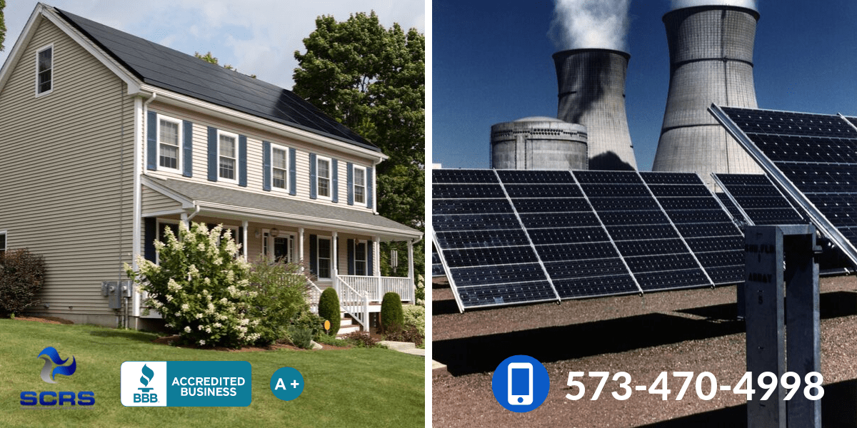 Comparison of solar panel roofing on a slanted residential roof and a flat commercial roof